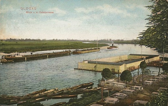 Zdjęcie. Głogów. Tytuł: "Blick v. d. Oderterrasse".