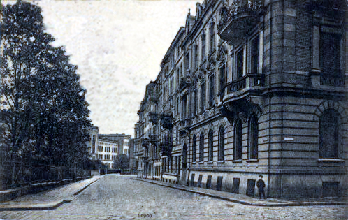 Zdjęcie. Głogów. Tytuł: "Glogau - Langestrasse". Opis: "...".